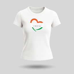 Love India | Round Neck Women’s T-Shirt | Pure Cotton Luv My India Fashion | Tiranga / Tricolour Patriotic T-Shirt