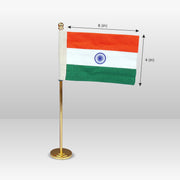 Single Stand Khadi Tiranga / Tricolour Flag For Office Desk And Table | Luv My India 6x4 Inches Indian National Flag With Metal Stand