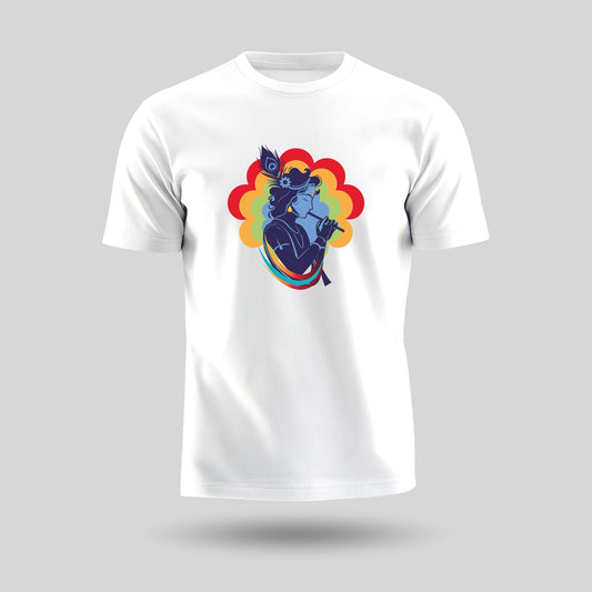 Bhagwan Krishna | Round Neck Unisex T-Shirt | Pure Cotton Luv My India Fashion | Luv My India Spiritual T-Shirt