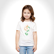 Om Ganesh Tricolour | Tricolour Round Neck Kids’ Unisex T-Shirt | Pure Cotton Luv My India Fashion | Ganesh Chaturthi Spiritual T-Shirt