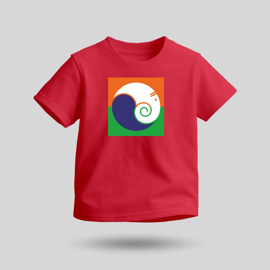 Ganpati Bappa Tricolour | Round Neck Kids’ Unisex T-Shirt | Pure Cotton Luv My India Fashion | Ganesh Chaturthi Spiritual T-Shirt