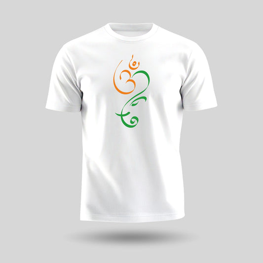 Om Ganesh Tricolour | Round Neck Unisex T-Shirt | Pure Cotton Luv My India Fashion | Ganesh Chaturthi Spiritual T-Shirt