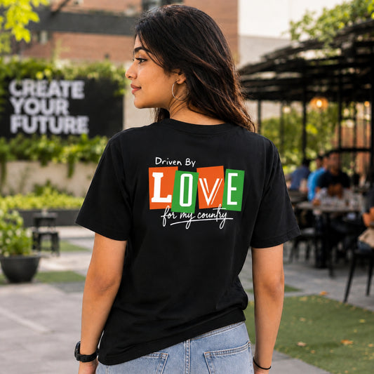 Driven By Love For India | Gen Z Unisex Pure Cotton T-Shirt