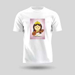 Saraswati Mata | Round Neck Unisex T-Shirt | Pure Cotton Luv My India Fashion | Goddess Saraswati Spiritual T-Shirt