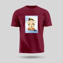 Lord Ganesha | Round Neck Unisex T-Shirt | Pure Cotton Luv My India Fashion | Ganpati Bappa Spiritual T-Shirt