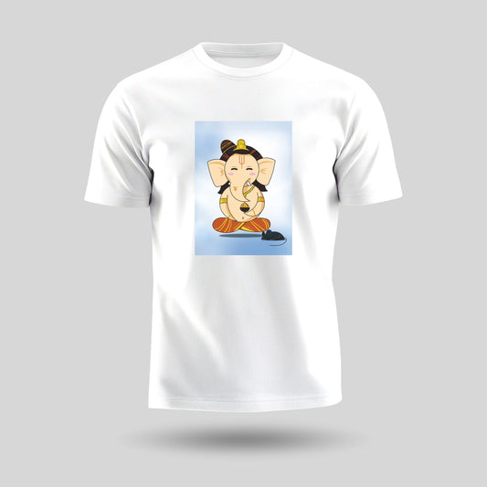 Lord Ganesha | Round Neck Unisex T-Shirt | Pure Cotton Luv My India Fashion | Ganpati Bappa Spiritual T-Shirt