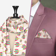 His & Her Set | Pink Lotus Motif | Luv My India Premium Pocket Square And Scarf Combo | Digital Print Patriotic Combo | 33x33 CM Bemberg Silk Pocket Square | 150x45 CM Bemberg Silk Scarf