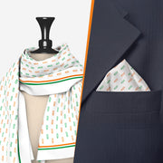 His & Her Set | Bharat In Tricolour | Luv My India Premium Pocket Square And Scarf Combo | Digital Print Patriotic Combo | 33x33 CM Bemberg Silk Pocket Square | 150x45 CM Bemberg Silk Scarf