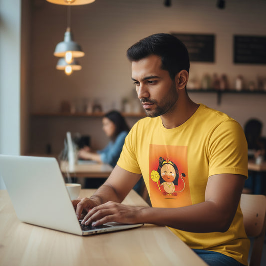 Lord Hanuman | Round Neck Unisex T-Shirt | Pure Cotton Luv My India Fashion | Bajrangbali Spiritual T-Shirt