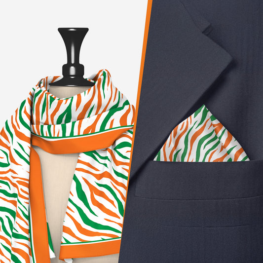Tricolour Flow Pocket Square & Scarf Combo