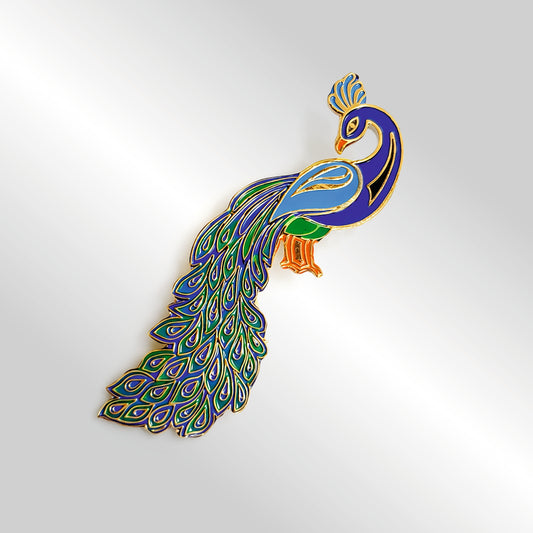 Royal Peacock Enamelled Badge | Butterfly Fastener