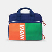 India Tricolour | Patriotic Sleeve Case Cover Laptop Bag For Men & Women | Luv My India 17x14 Inch Waterproof Shock Absorber Laptop/MacBook, Office/College Laptop Bag | Cotton Canvas Blue Interior Laptop Bag