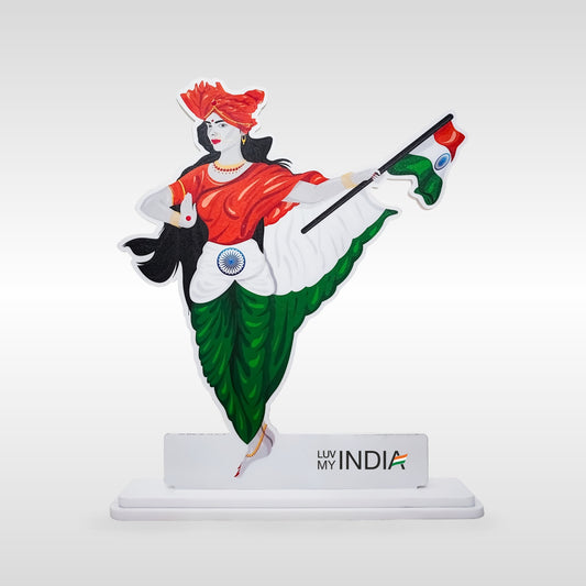 Bharat Mata Themed Showpiece | Luv My India 8x7 Inch Patriotic Acrylic Keepsake