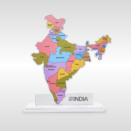 Indian Map Themed Showpiece | Luv My India 8x7 Inch Patriotic Acrylic Keepsake