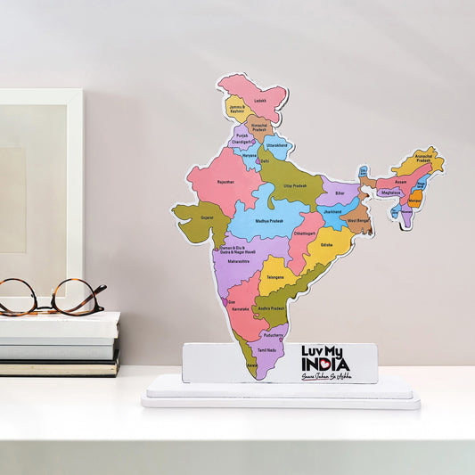 Indian Map Themed Showpiece | Luv My India 8x7 Inch Patriotic Acrylic Keepsake