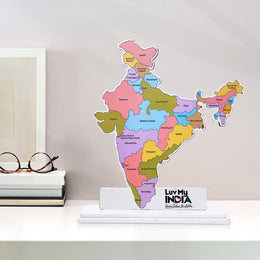 Indian Map Themed Showpiece | Luv My India 8x7 Inch Patriotic Acrylic Keepsake