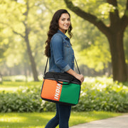 India Tricolour | Patriotic Sleeve Case Cover Laptop Bag For Men & Women | Luv My India 17x14 Inch Waterproof Shock Absorber Laptop/MacBook, Office/College Laptop Bag | Cotton Canvas Black Interior | Professional Laptop Bag