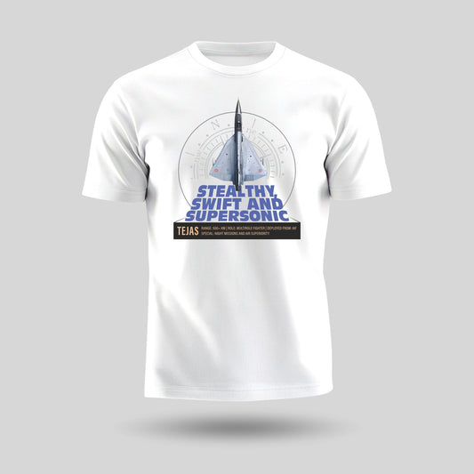 Tejas | Round Neck Patriotic Unisex T-Shirt | Pure Cotton Luv My India Fashion | Indian Defence T-Shirt