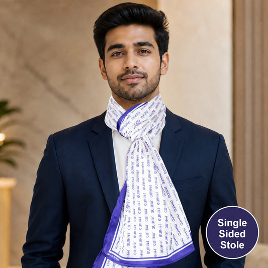 Jai Hind Typography Modal Silk Stole | Unisex | White & Blue