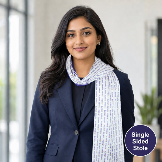 Jai Hind Typography Modal Silk Stole | Unisex | White & Blue