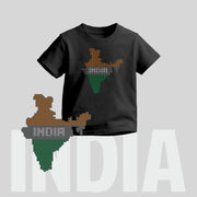 Indian Map | Round Neck Kids’ Unisex T-Shirt | Pure Cotton Luv My India Fashion | Tiranga / Tricolour Patriotic T-Shirt