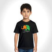 Tiranga Elephant | Round Neck Kids’ Unisex T-Shirt | Pure Cotton Luv My India Fashion | Patriotic T-Shirt