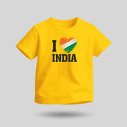 I Love India | Round Neck Kids’ Unisex T-Shirt | Pure Cotton Luv My India Fashion | Tiranga / Tricolour Patriotic T-Shirt