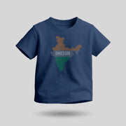 Indian Map | Round Neck Kids’ Unisex T-Shirt | Pure Cotton Luv My India Fashion | Tiranga / Tricolour Patriotic T-Shirt