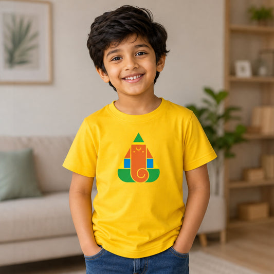 Kids' Name Geometric Ganesha T-Shirt | Customisable Name