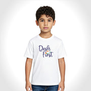 Desh First | Round Neck Kids’ Unisex T-Shirt | Pure Cotton Luv My India Fashion | Patriotic T-Shirt