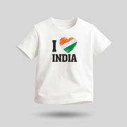 I Love India | Round Neck Kids’ Unisex T-Shirt | Pure Cotton Luv My India Fashion | Tiranga / Tricolour Patriotic T-Shirt