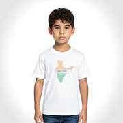 Indian Map | Round Neck Kids’ Unisex T-Shirt | Pure Cotton Luv My India Fashion | Tiranga / Tricolour Patriotic T-Shirt