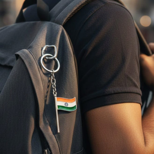 Tricolour Flag | Luv My India Keychain | Patriotic Metal Keychain