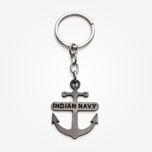 Indian Navy Anchor | Metal Keychain | Matte Grey Finish