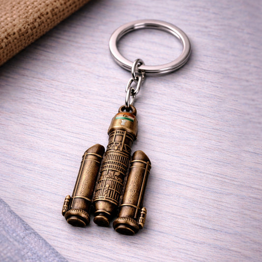 Indian Space Rocket | Metal Keychain | Antique Copper Finish