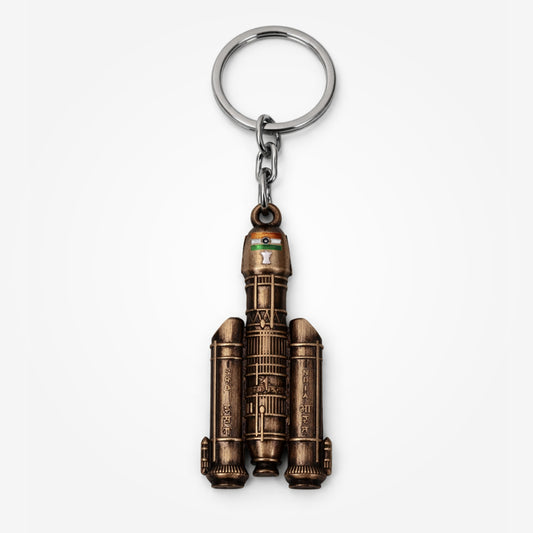 Indian Space Rocket | Metal Keychain | Antique Copper Finish