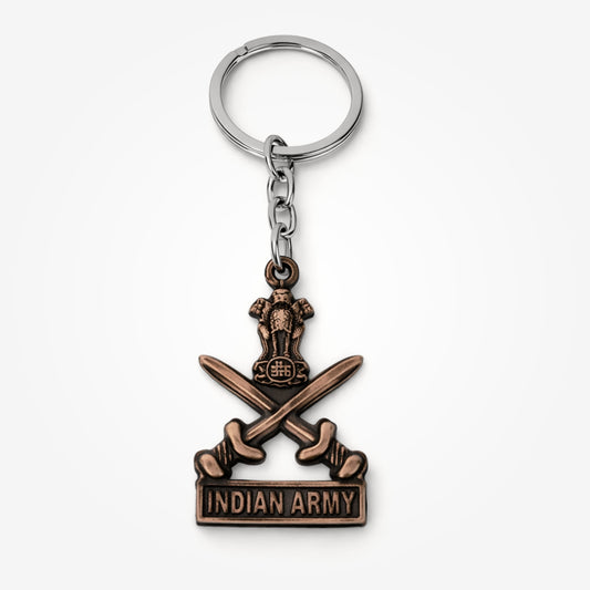 Indian Army Crest | Metal Keychain | Antique Copper Finish