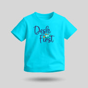 Desh First | Round Neck Kids’ Unisex T-Shirt | Pure Cotton Luv My India Fashion | Patriotic T-Shirt