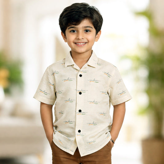 India Script | Kids Casual Shirt | Authentic Khadi Cotton