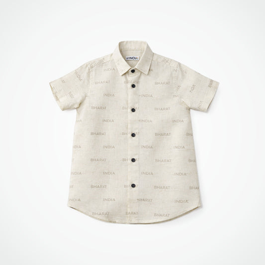 India Bharat Script | Kids Casual Shirt | Premium Linen Fabric