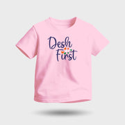Desh First | Round Neck Kids’ Unisex T-Shirt | Pure Cotton Luv My India Fashion | Patriotic T-Shirt