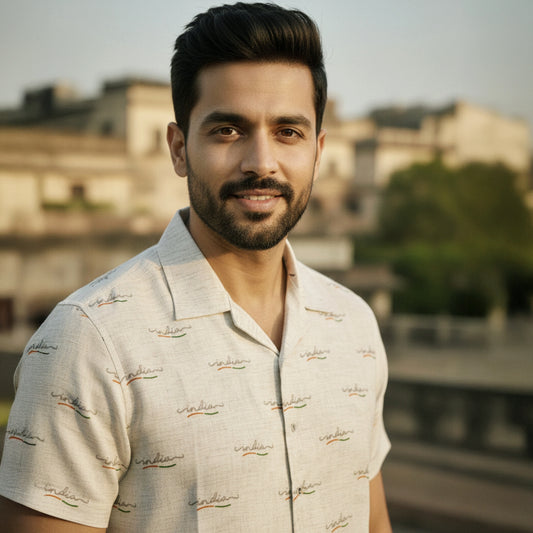 India Print | Half-Sleeve Shirt | Authentic Khadi Cotton