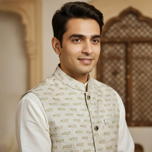 Bharat Script | Ethnic Jacket | Authentic Khadi Cotton