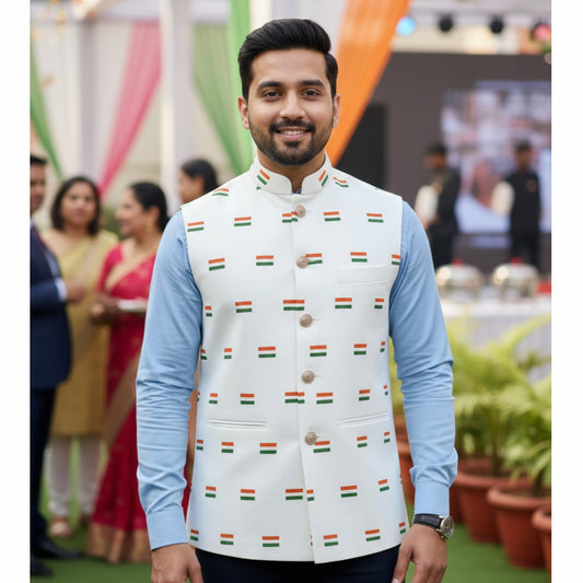 India Tricolour | Ethnic Jacket | Authentic Silk Material