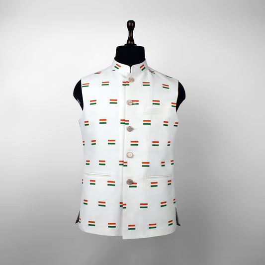 India Tricolour | Ethnic Jacket | Authentic Silk Material
