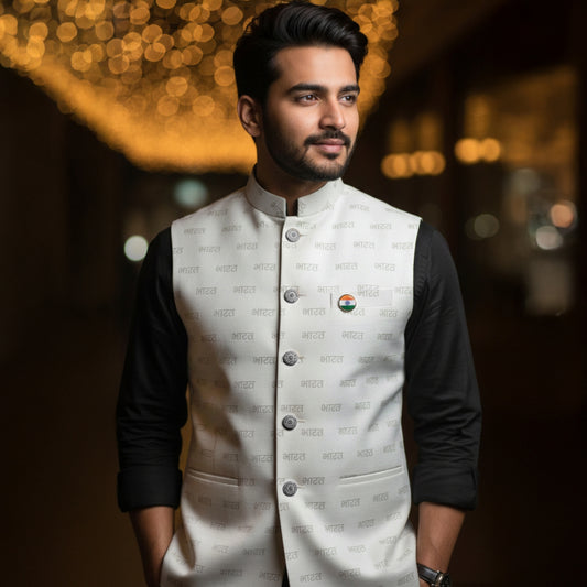 Bharat Script | Ethnic Jacket | Authentic Silk Material