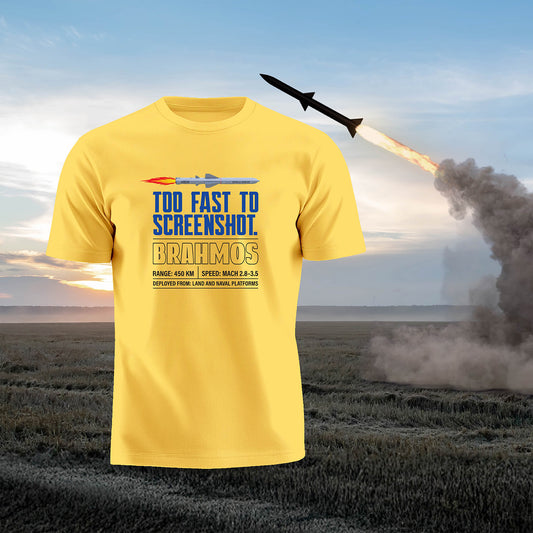 BrahMos | Round Neck Patriotic Unisex T-Shirt | Pure Cotton Luv My India Fashion | Indian Defence T-Shirt