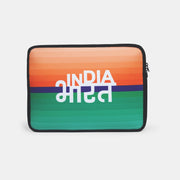 India Bharat | Patriotic Tricolour Sleeve Case Cover Laptop Bag For Men & Women | Luv My India 14.5x11 Inch Waterproof Shock Absorber Laptop/MacBook, Office/College Laptop Bag | 3 Layer Padded Polyester Sponge Laptop Bag