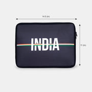 India | Patriotic Black Sleeve Case Cover Laptop Bag For Men & Women | Luv My India 14.5x11 Inch Waterproof Shock Absorber Laptop/MacBook, Office/College Laptop Bag | 3 Layer Padded Polyester Sponge Laptop Bag