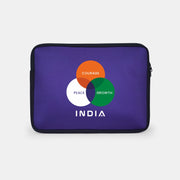 India: Peace, Growth, Courage | Patriotic Blue Sleeve Case Cover Laptop Bag For Men & Women | Luv My India 14.5x11 Inch Waterproof Shock Absorber Laptop/MacBook, Office/College Laptop Bag | 3 Layer Padded Polyester Sponge Laptop Bag